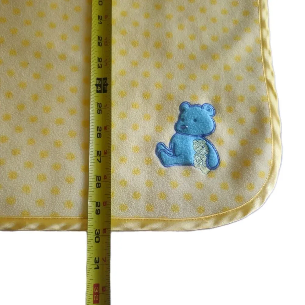 VTG Child‎ of Mine by Carter's Yellow Polka Dot Blue Teddy Fleece Baby Blanket
